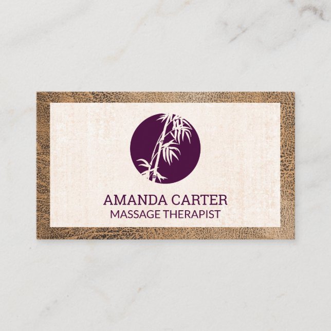 Carte De Visite Logo en bambou | Texture en cuir (Devant)