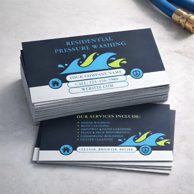 Carte De Visite Logo en forme de vague pour le lavage sous pressio (Créateur téléchargé)