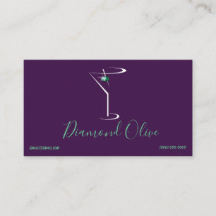 Carte De Visite Logo en verre de Martini de cocktail d'olive verte