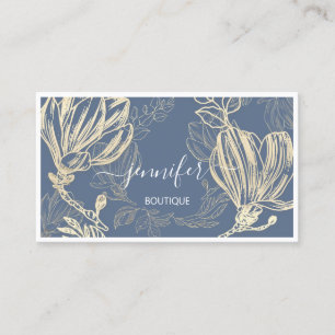 Carte De Visite Logo encadré de code QR encadré en or bleu