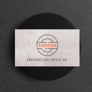 Carte De Visite Logo estampé rustique sur la construction de grain