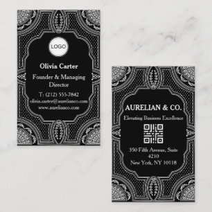 Carte De Visite Logo et code QR Art Déco Luxe