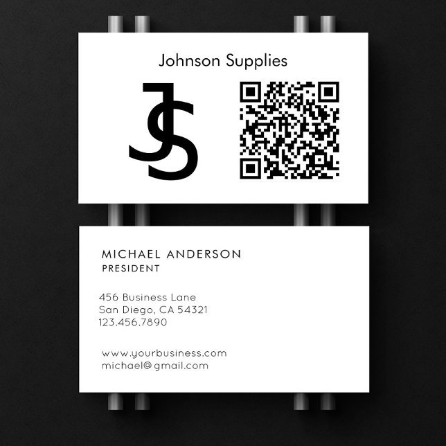 Carte De Visite Logo et code QR personnalisés d'entreprise moderne (Créateur téléchargé)