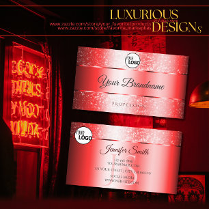 Carte De Visite Logo et Monogramme de luxe Ruby Red Sparkle Partie