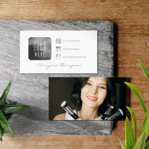 Carte De Visite Logo et photo en couleur gris sur les médias soci