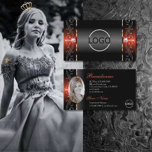 Carte De Visite Logo et photo glamour rouge lave noire