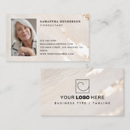 Carte De Visite Logo et photo professionnels de luxe avec feuille 