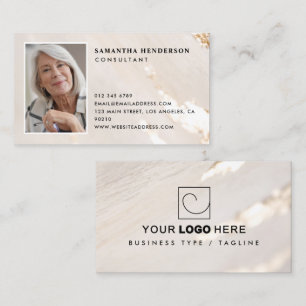 Carte De Visite Logo et photo professionnels de luxe avec feuille