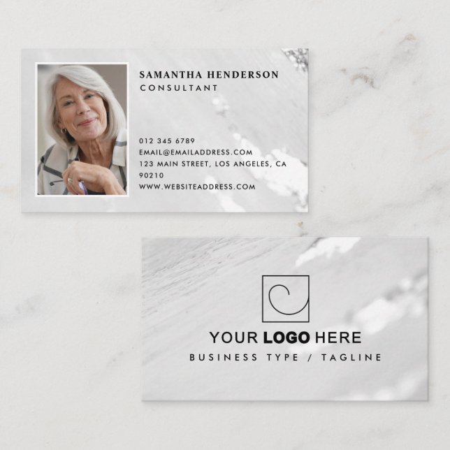 Carte De Visite Logo et photo professionnels de papier d'argent fa (Devant / Derrière)