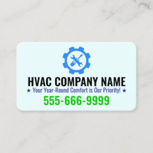 Carte De Visite Logo et slogan HVAC personnalisés pour le chauffag