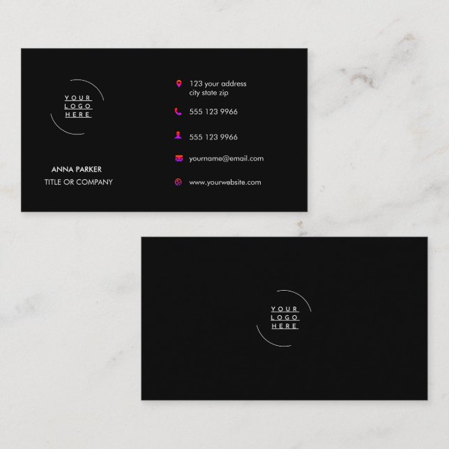 Carte De Visite Logo et texte personnalisés (Devant / Derrière)