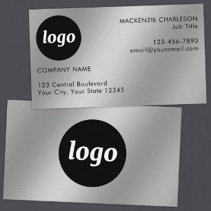 Carte De Visite Logo et texte simple effet argent