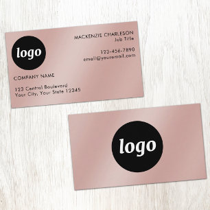 Carte De Visite Logo et texte simple effet métallisé rose or