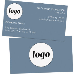 Carte De Visite Logo et texte simple Gris Bleu Poussiéreux