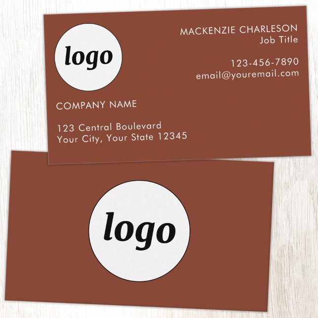 Carte De Visite Logo et Texte Simples Terracotta (Simple logo custom text terracotta modern business card)