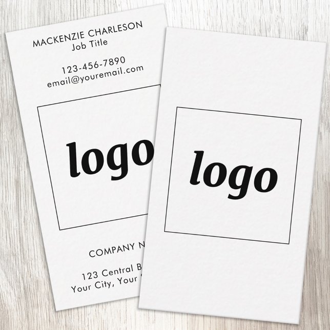 Carte De Visite Logo et Texte Verticaux Simples (Simple logo with custom text business branding promotional business cards)