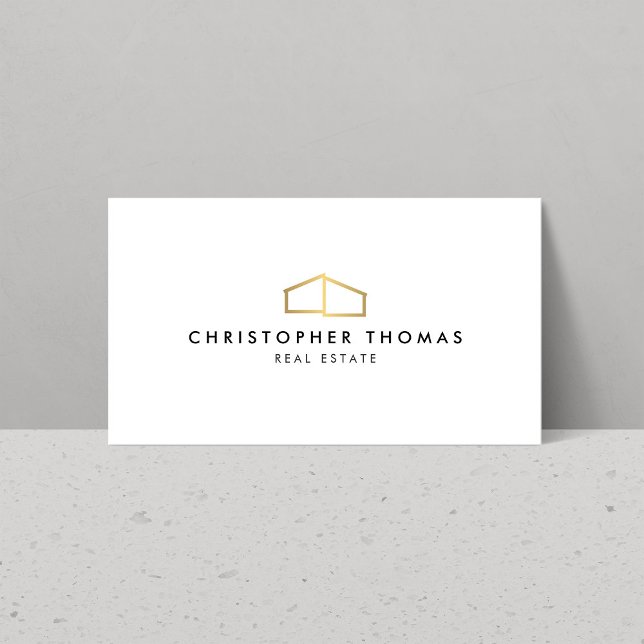 Carte De Visite Logo Faux Gold sur Blanc (Créateur téléchargé)