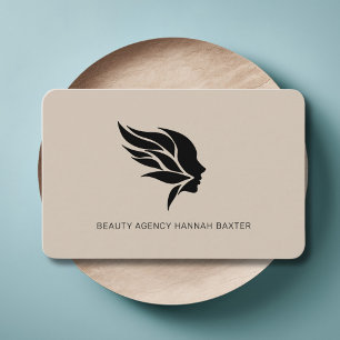 Carte De Visite Logo Femme Beauté, Moderne, Salon, Brown clair