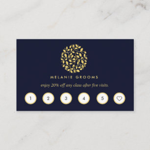 Carte De Visite Logo feuille or   Bleu   massage bien-être yoga