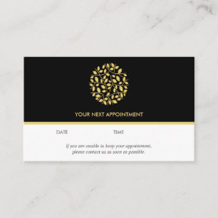 Carte De Visite Logo feuille or Noir massage bien-être yoga
