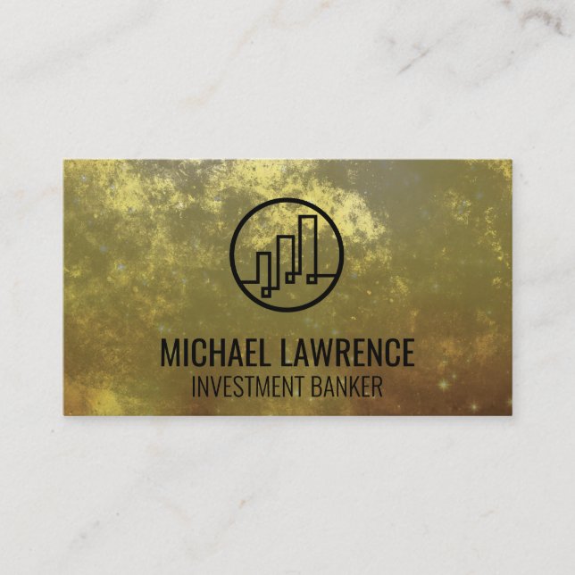 Carte De Visite Logo Finance | Arrière - plan d'or | Ligne Skyline (Devant)