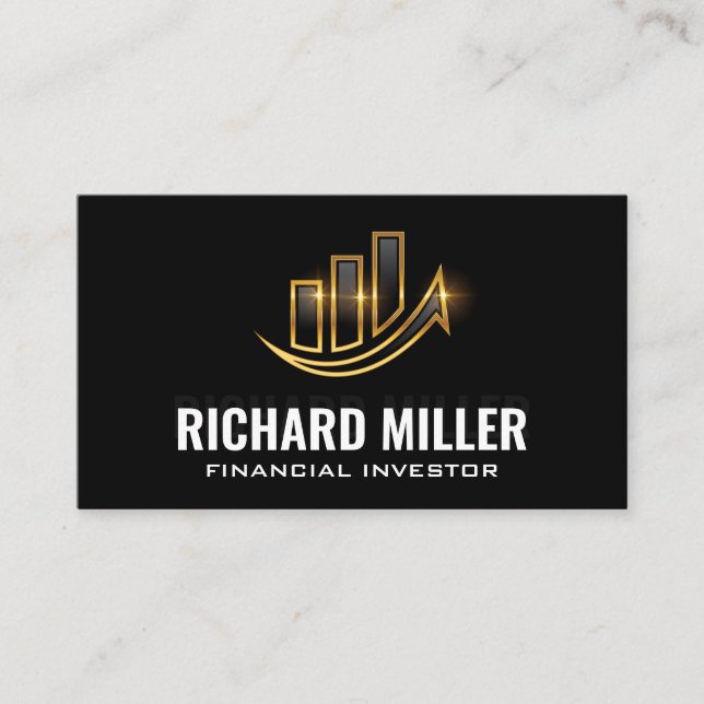 Carte De Visite Logo financier Golden Shine Bar Graph (Devant)