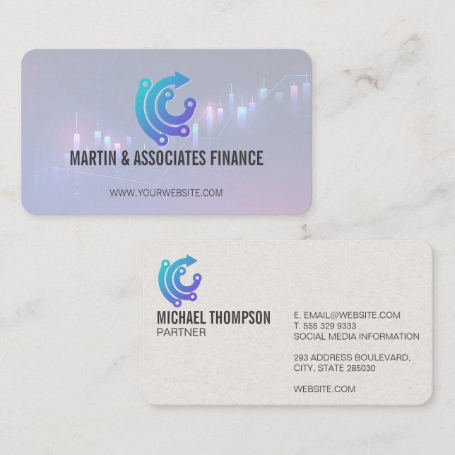 Carte De Visite Logo Fintech | IA | Financier (Devant / Derrière)