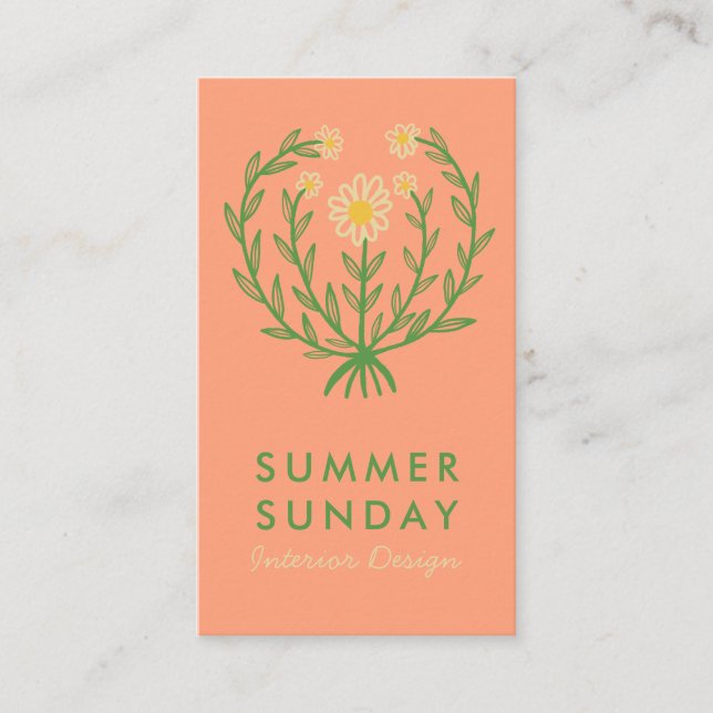 Carte De Visite Logo Fleur Faiseuse Faisée Moderne sur mesure Flor (Devant)