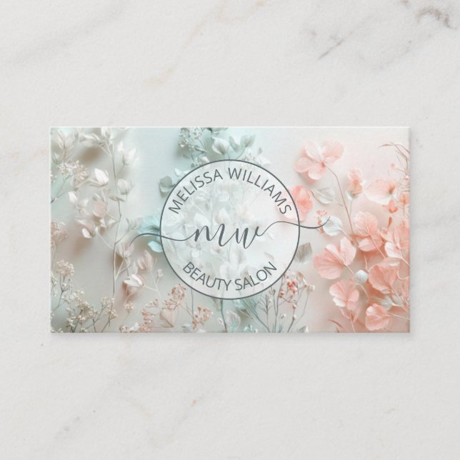 Carte De Visite Logo Fleurs Bohème Pastel (Devant)