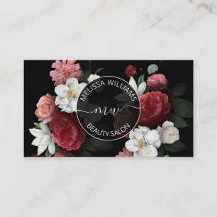 Carte De Visite Logo Fleurs Dessinées à la Main Noir