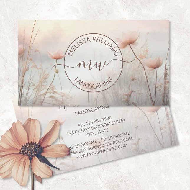 Carte De Visite Logo Fleurs Sauvages Rêveuses (Créateur téléchargé)