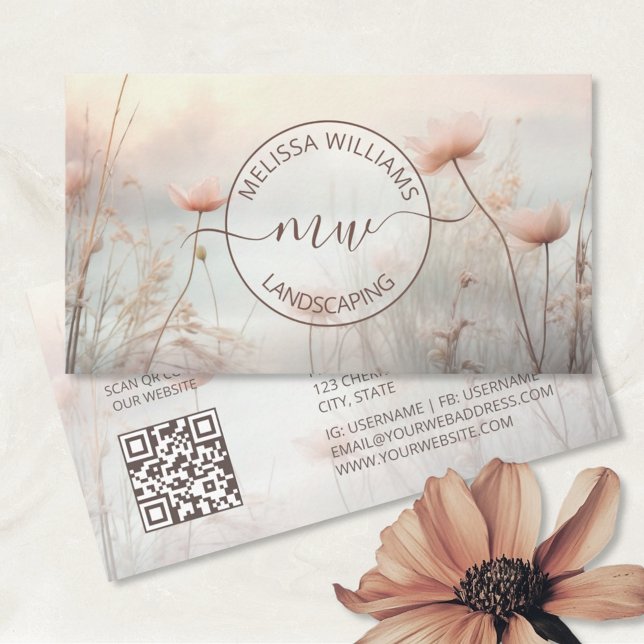 Carte De Visite Logo Fleurs Sauvages Rêveuses (Créateur téléchargé)