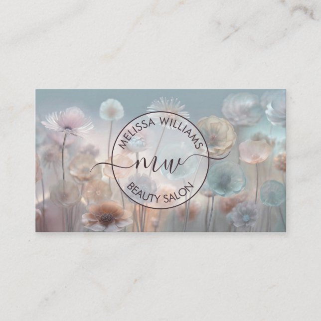 Carte De Visite Logo Fleurs Transparentes de Rêve (Devant)