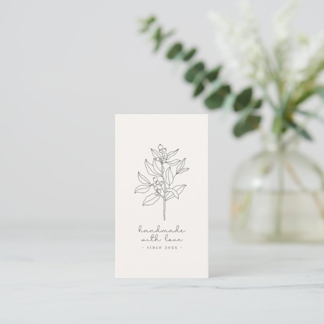 Carte De Visite Logo floral, artisanal avec lait d'amour blanc (Debout devant)