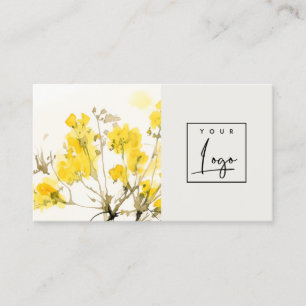 Carte De Visite Logo Floral Boho du Fleur sauvage d'aquarelle jaun