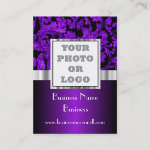 Carte De Visite Logo floral pourpre de photo de damassé