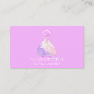 Carte De Visite Logo Floral Robe Mode Mariage Événement Rose