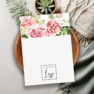 Carte De Visite Logo floral rose Peony Écran de bijoux blanc