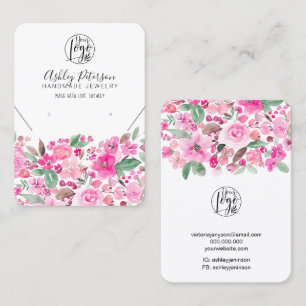 Carte De Visite Logo floral rose vif bijoux collier d'oreille