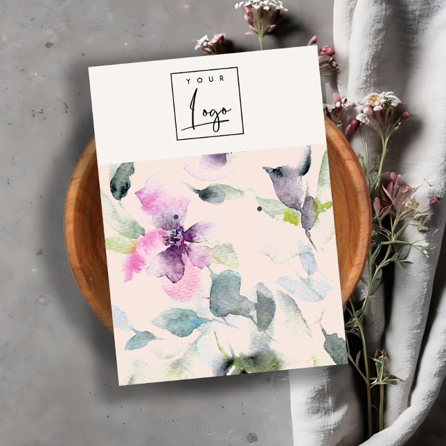 Carte De Visite Logo floral violet rose vif Porte-oreilles (Créateur téléchargé)