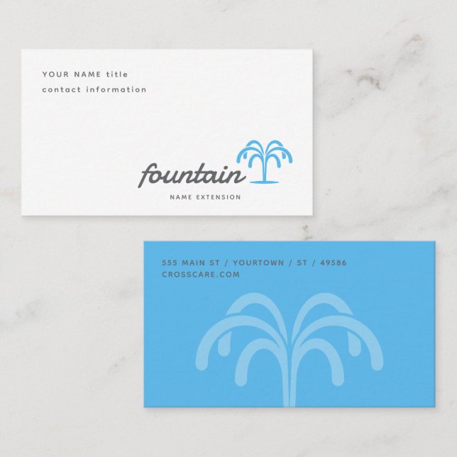 Carte De Visite Logo Fontaine à Eau Moderne  (Devant / Derrière)