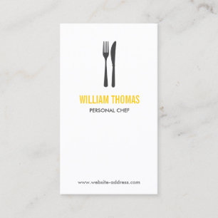 Carte De Visite LOGO FORK & KNIFE pour Restaurant, Chef, Restaurat
