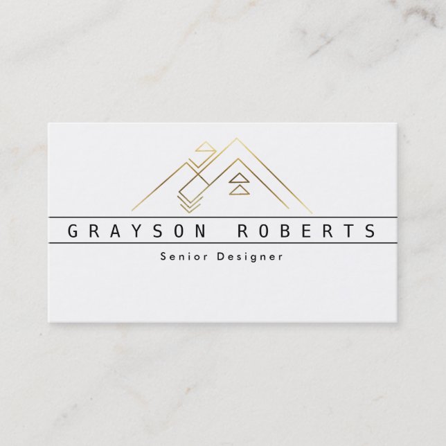 Carte De Visite Logo géométrique de montagne | Or | Entreprise per (Devant)