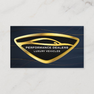 Carte De Visite Logo Gold Auto Car | Arrière - plan or bleu foncé