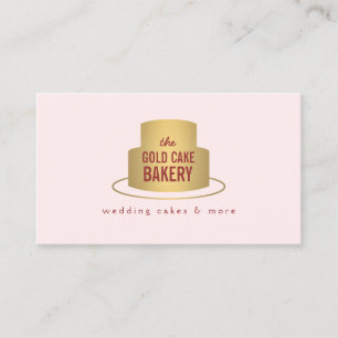 Carte De Visite Logo Gold Cake sur Rose pour boulangerie, Café, Ch
