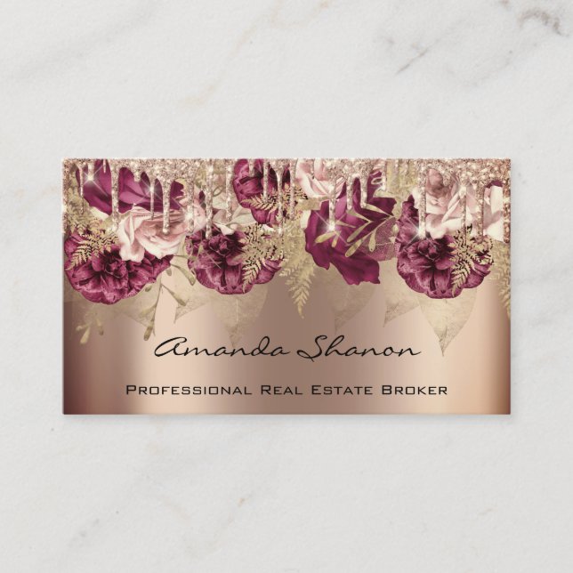 Carte De Visite Logo Gold Drio du Rose d'événement QRCODE (Devant)