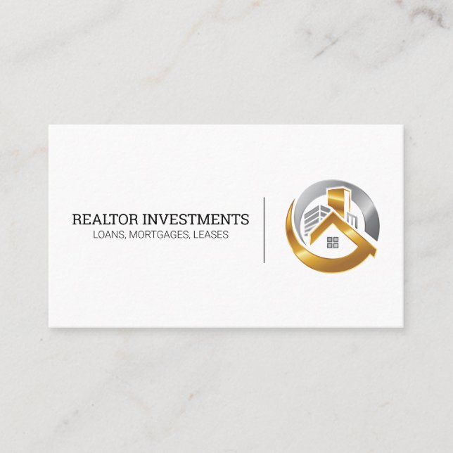 Carte De Visite Logo Gold et Silver Real Estate House (Devant)