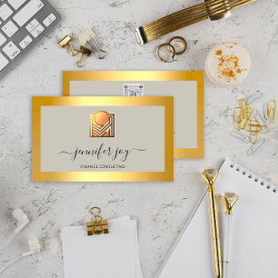 Carte De Visite Logo Gold Grey de Finance Consulting Broker
