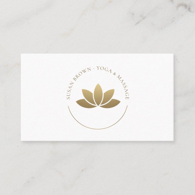 Carte De Visite Logo Gold Lotus Flower (Devant)
