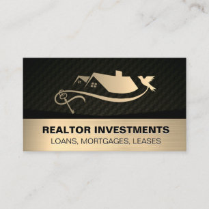 Carte De Visite Logo Gold Real Estate et Key
